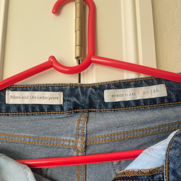 Anthropologie Pilcro and the Letterpress Hi-Rise Flare W/ Floral Embroidery S26 - Picture 5 of 7